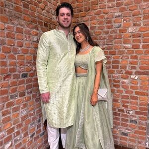 Elegant Light Green Traditional Indian Wedding Attire (BUY TOGETHER OR SEPARATE)
